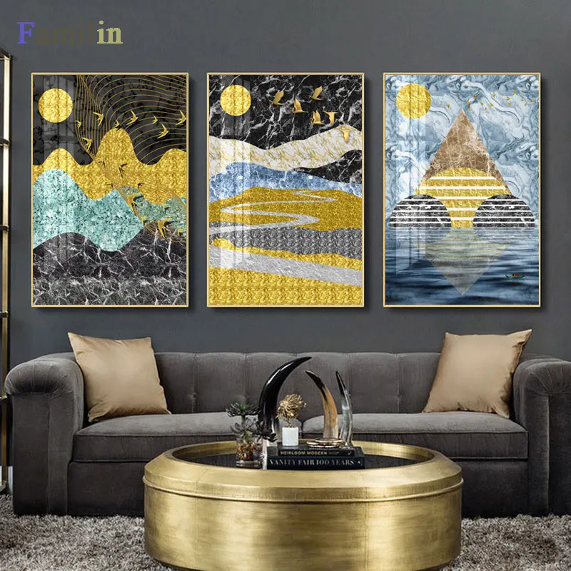 

Poster nordic Golden Abstract Painting Oil Painting Canvas Print Pictures Posters Decorative Wall Pictures For Living Room