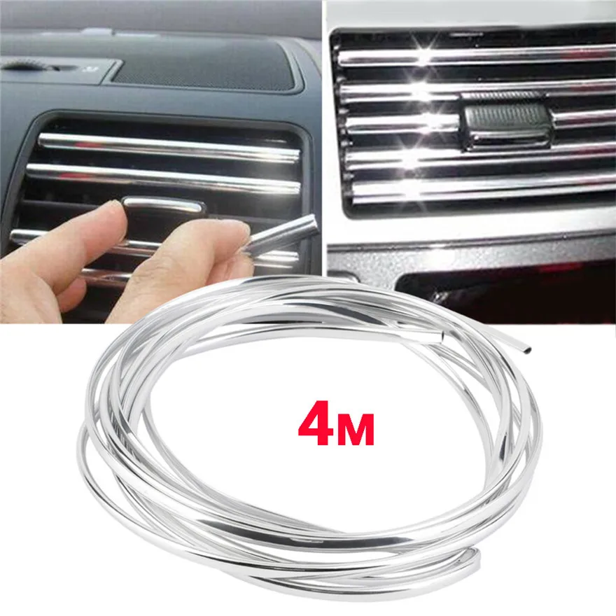 

Brand New Convenient DIY Car Interior Decor 4 Meter Air Conditioning Port Bright Strip Sliver Practical High Quality Durable l58