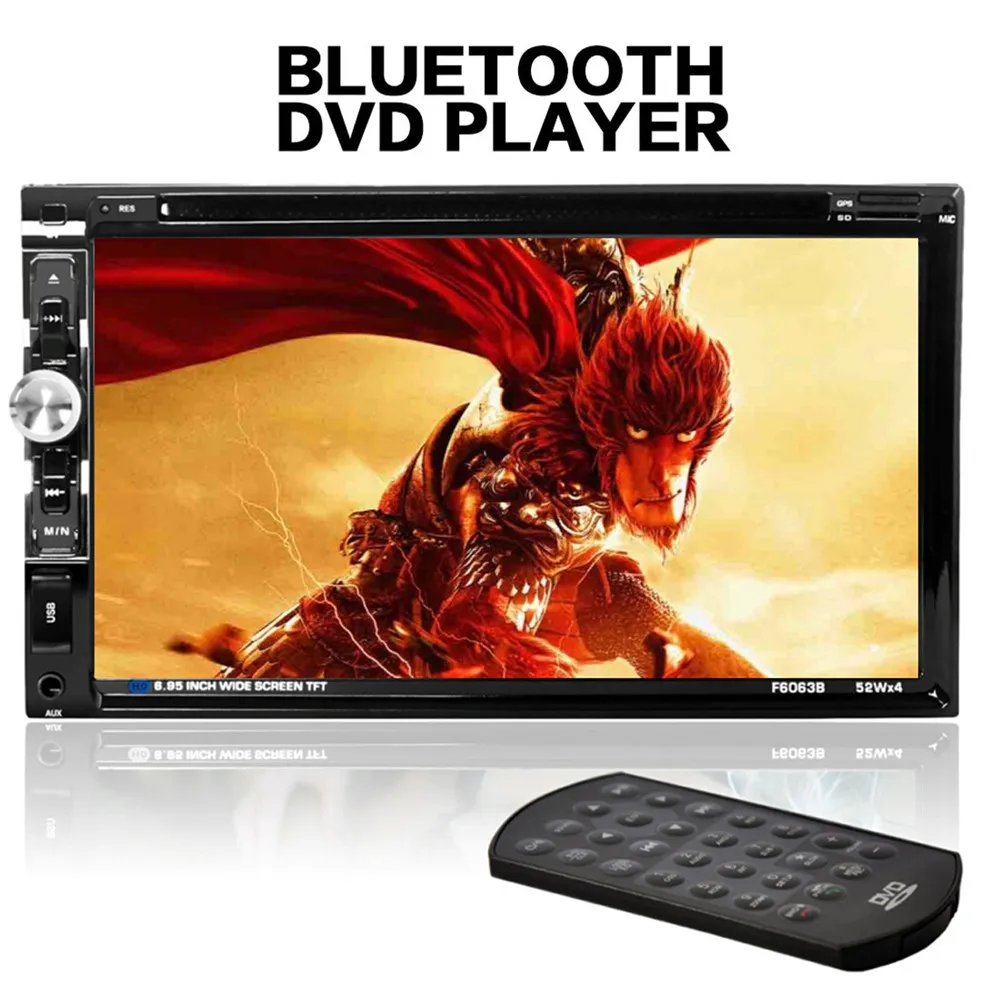 

New F6063B 7 inch  2-DIN Car In Dash FM Radio Receiver HD Touch Screen Bluetooth DVD CD Player with Wireless Remote Control