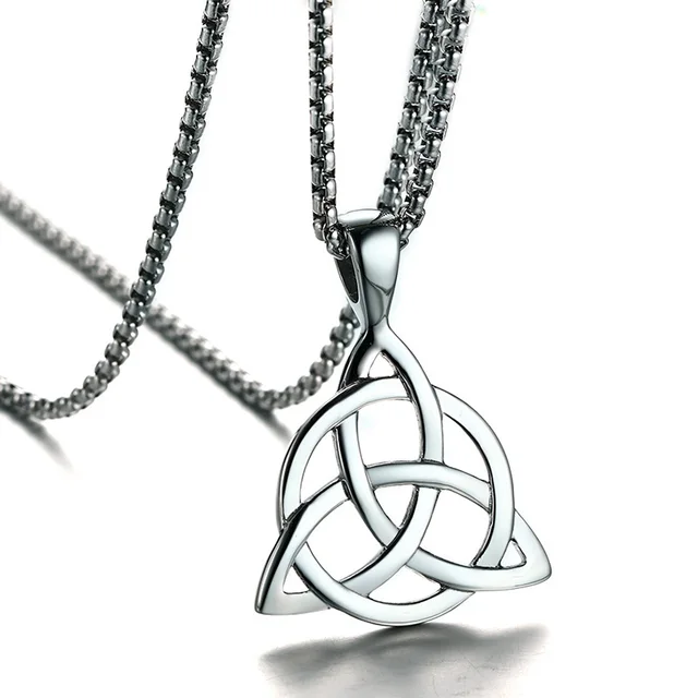 Mens Necklaces Irish Celtic Trinitys Knot Pendant Necklace in Silver