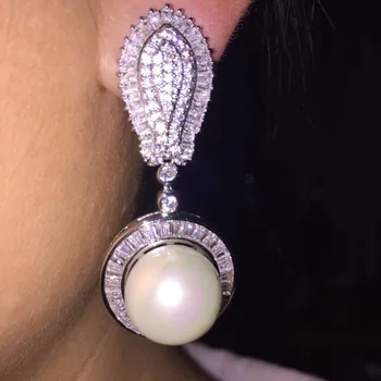 

Shell Pearls Earrings Big Trapezoida T Stone Waterdrop Dangle Earrings For Women Girl Wedding Party Accessories Brincos