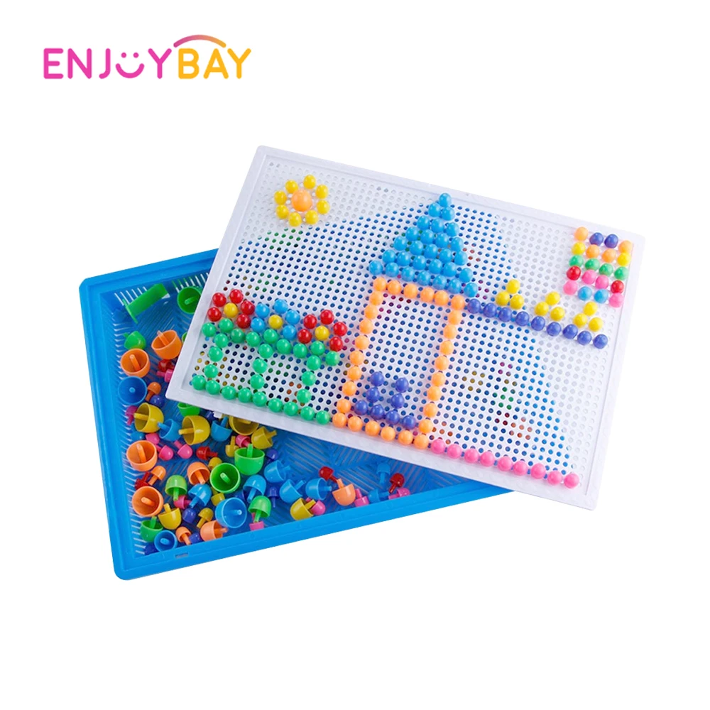 

Enjoybay Mushroom Nail Puzzle Toys 3D Mosaic Picture Composite Puzzles Kit Creative Button Art Intellectual Educational Kids Toy