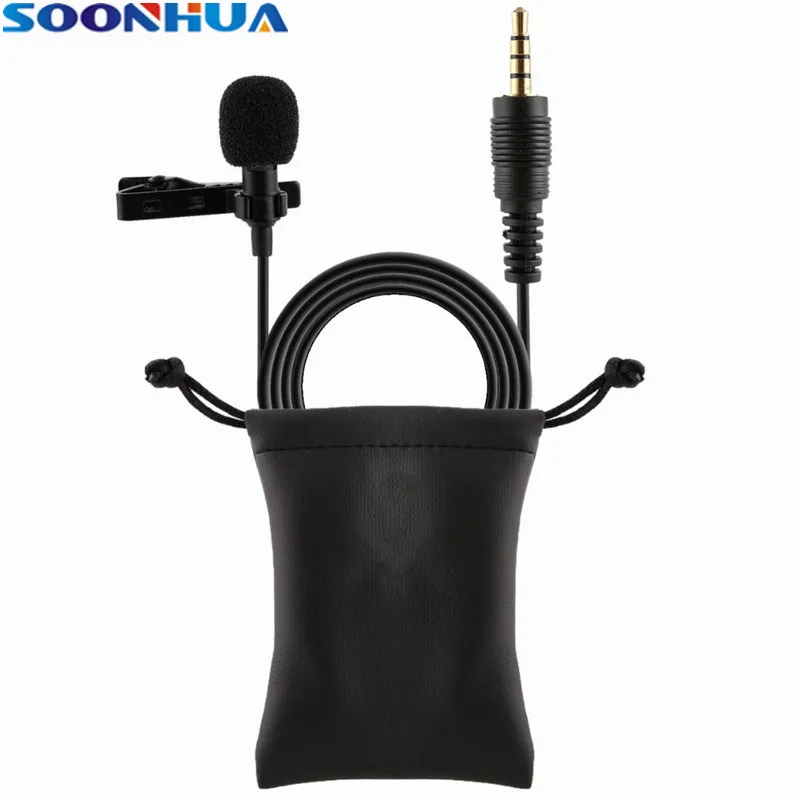 

SOONHUA Portable Mini Size Clip-on Condenser Microphone 3.5mm Jack Mic With PU Bag Studio Recording For Studio Recording Koraok