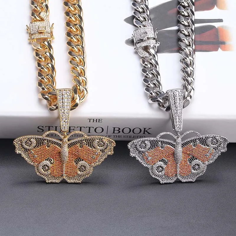 Butterfly Pendant Zircon Iced Out 