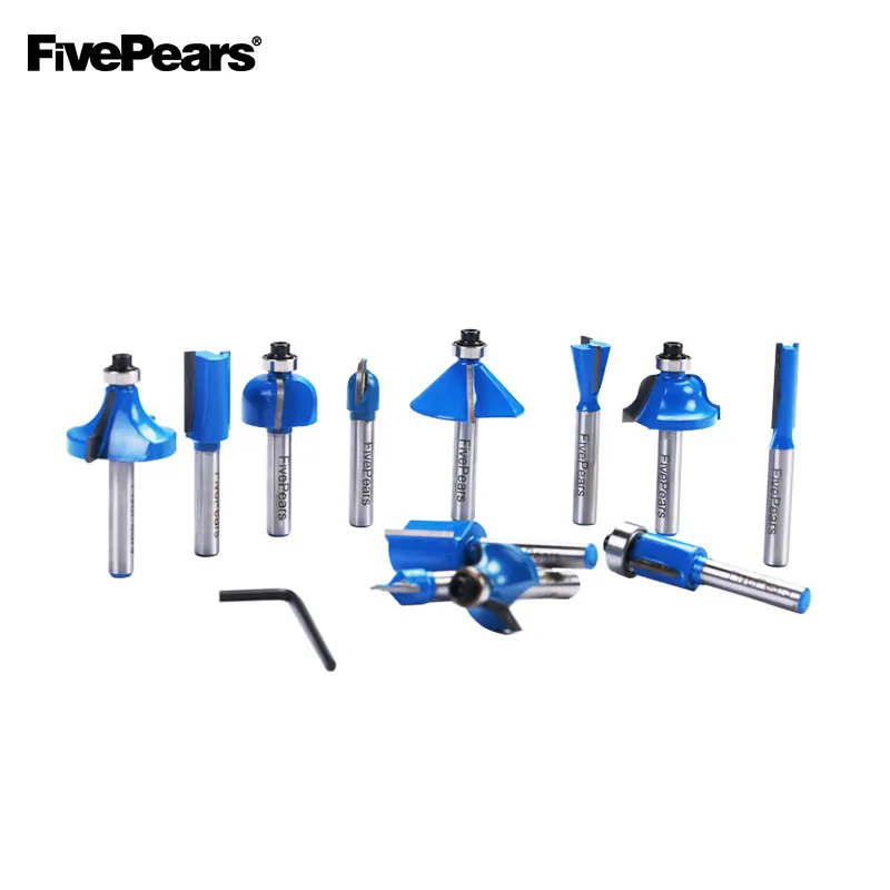 

FIVEPEARS 1/4 inch 12pcs Router Bits Set Professional Shank Tungsten Carbide Router Bit Cutter Set With Wooden Case For Wood