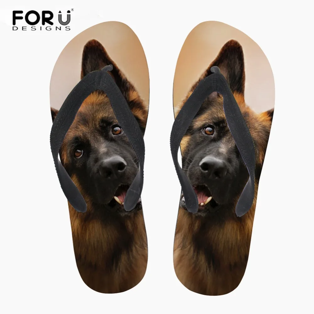 FORUDESIGNS/летние мужские Вьетнамки; крутые повседневные туфли с принтом немецкой овчарки; мужские Нескользящие домашние тапочки; пляжные вьетнамки