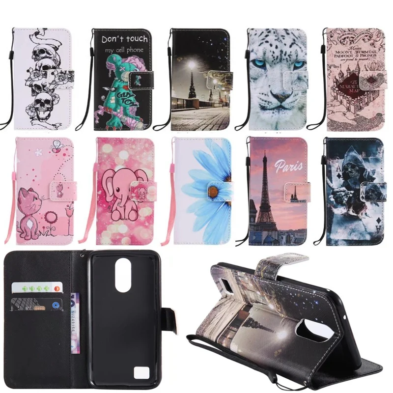

Cartoon Painted Elephant Tower Skull head Flip Leather Case For LG K7 K10 Nexus 5X LS775 Xpower Cover For LG K3 K8 K10 2017