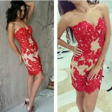 Dressgirl Rot Cocktailkleider 2017 Mantel Schatz Appliques Spitze Perlen Backless Short Mini Homecoming Kleider
