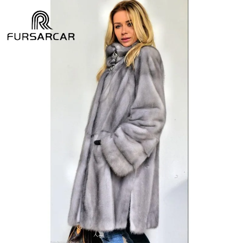 Роскошное зимнее пальто из натурального меха норки FURSARCAR женское