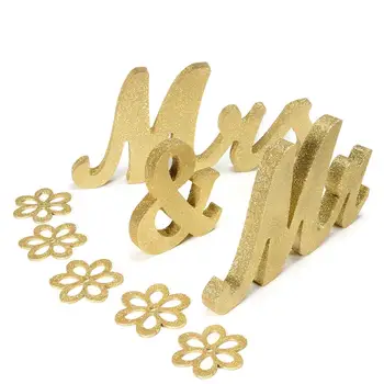 

LanLan Wooden Letters MR & MRS Sign Wedding Table Decorations Gold Glitter Silver Glitter Sweetheart Tools