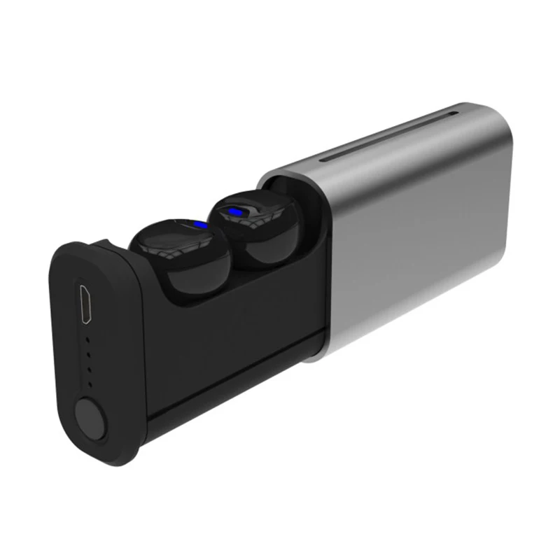 Серебристый Bluetooth 5,0 наушники стерео наушники True СПЦ Беспроводной наушники бинауральные гарнитуры Спорт Handsfree Наушники с загрузочной коробки - Цвет: Серебристый