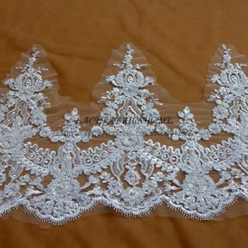 

beautiful 36cm width off white Bilateral shine Beaded sequins lace trim gorgeous lace trim for bridal accesssories 1 yard