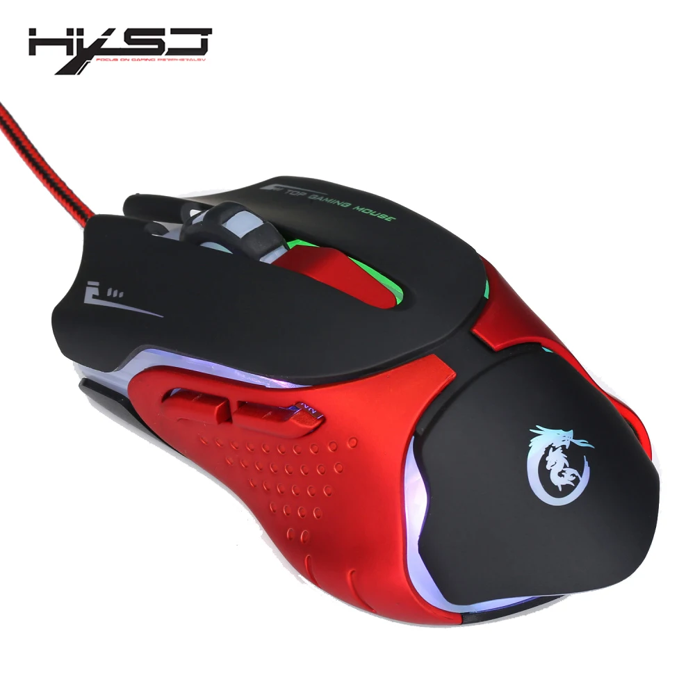 HXSJ 6 ключей Проводная Мышь A903 3200 Точек на дюйм Красочный светодиодный дыхательный