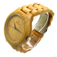 Classic men’s fashion design reloj hombre full bamboo wooden quartz watches Japan 2035 Miyota movement wrist watches