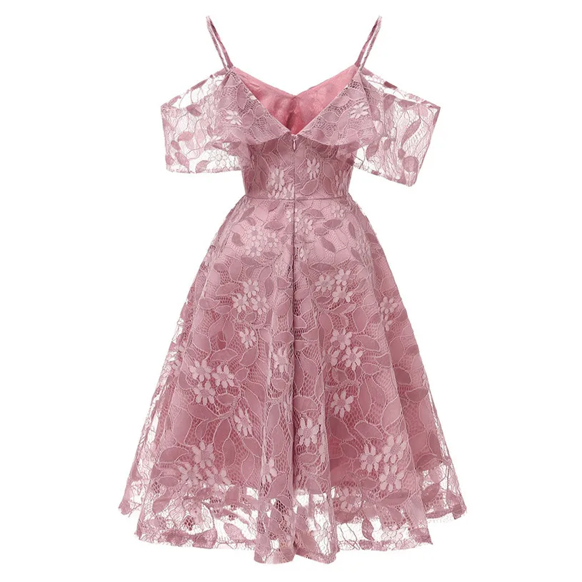 A line Dress Women Vintage Sexy Dress Princess Floral Lace Dress Solid Party Dresses Vestidos Verano 2018 Wholesales 40AT276