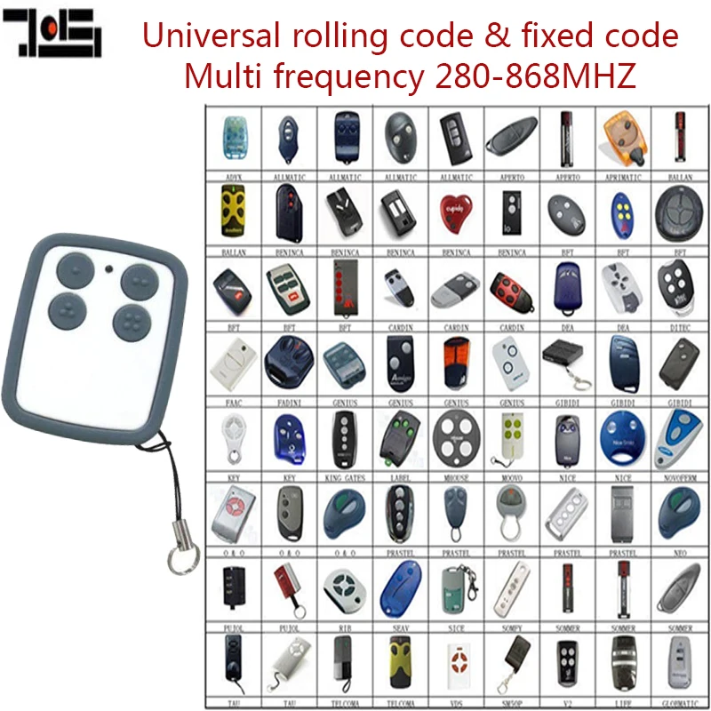 

Universal Multi frequency 280-868MHZ 4 Button Key Fob Remote Control rolling code fixed code