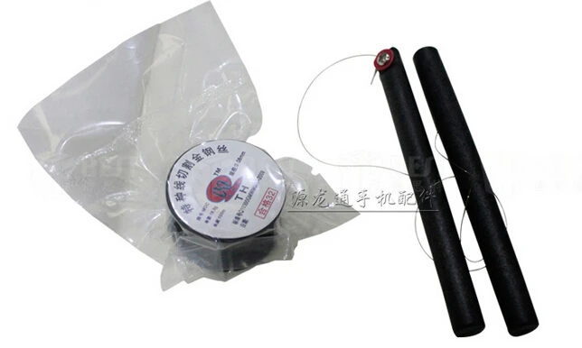 

free shipping,100m length 0.08mm Golden Molybdenum Wire Cutting line with Wire tool Handle Bar for Iphone LCD Screen Separator