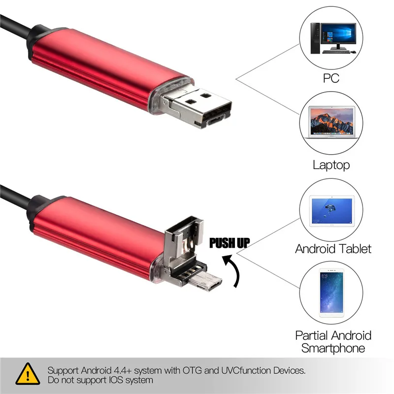 7 мм 2 в 1 USB эндоскоп 480P HD USB эндоскопическая инспекционная микро камера Android телефон USB Инспекционная камера 1 м 2 м для ПК