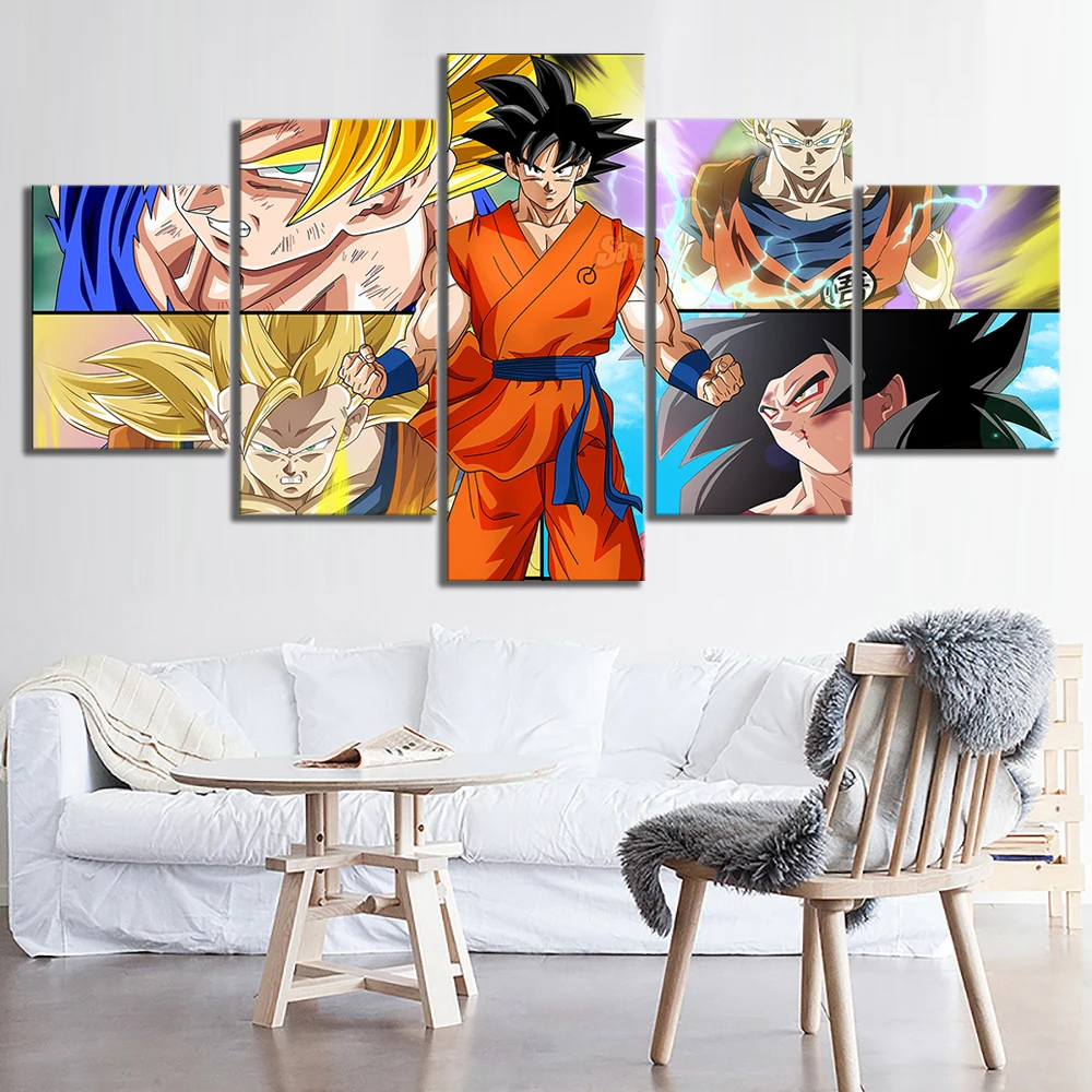 Canvas-Painting-Prints-Home-Decor-5-Pcs-Character-Burdock-Dragon-Ball-Anime-Wall-Art-Modular-Pictures