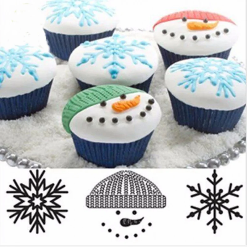 

3pcs-set Christmas Set Plastic Cake Mold Embosser Mold For Fondant Printing Mold Cupcake Mold Baking Cake Decorating Mould