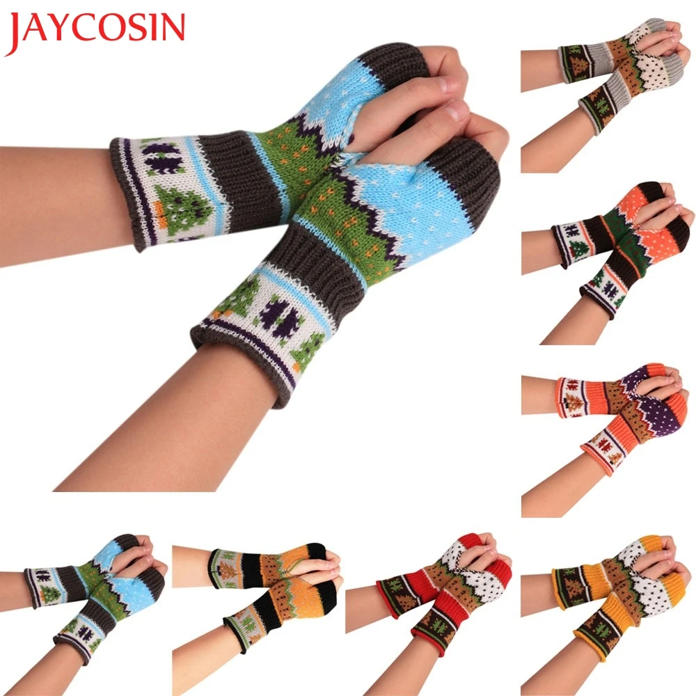 

Christmas Knitted Arm Fingerless Winter Gloves Unisex Soft Warm Mitten Comfortable Knitting Wool Glove Dropship Nov.16