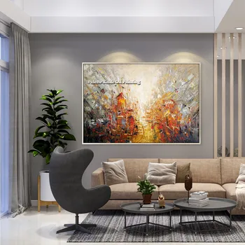 

Canvas painting cuadro decoracion acrylic abstract landscape Palette Knife painting Wall art Picture for living room home decor