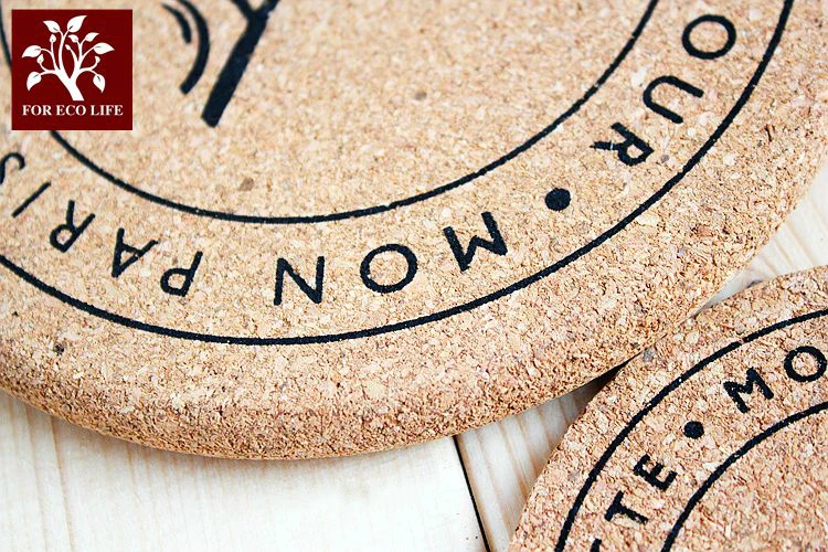  High Quality Japan Zakka Style Soft Wood Round Placemat Coaster Paris Eiffel Tower Printed Dining T