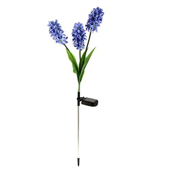 

Solar Powered 3 Hyacinth Flower 9 LED Lamps Power Frugal Lights Ni-MH Battery Landscape for Outdoor Garden Decoration Purple
