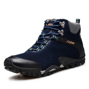 

Autumn Winter High Top Genuine Leather Outdoor Sport Running Shoes For Men Plush Warm Winter Running Sneakers Men walking shoes