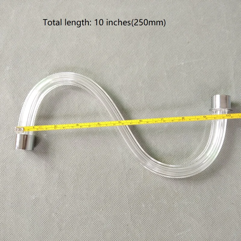 

2pcs/lot 250x100mm transparent chandelier arm elbow pipe S tube with silver cap for connecting candle lamp lighting accessories