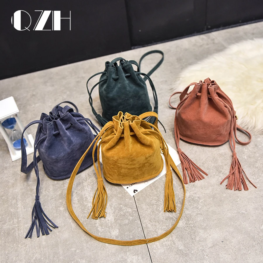 Women Small Bucket Bag Vintage Tassel Shoulder Bags Female Crossbody Bag Wallet Handbags Ladies baobao bag