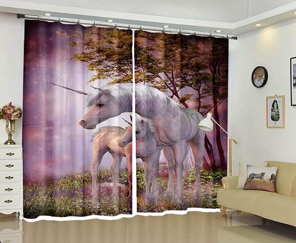 

Unicorn Photo 3D Digital Printing Blackout Curtains