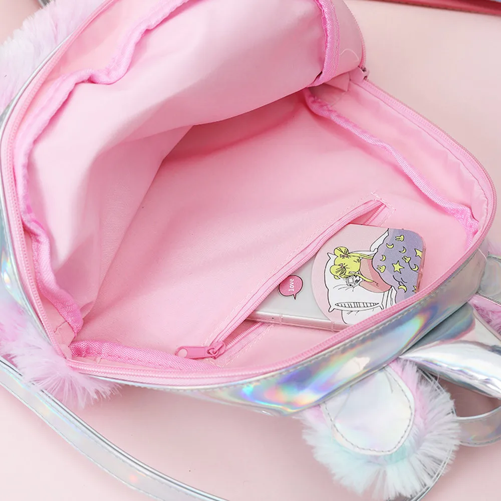 Женский Радужный плюшевый рюкзак для девочек, милая популярная цветная сумка на плечо, Студенческая школьная сумка для книг, цветная яркая Дорожная сумка на плечо для женщин и девочек