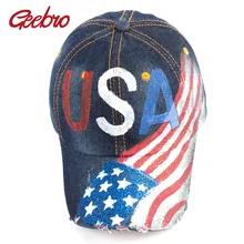 Geebro США Национальный День Snapback летняя кепка-бейсболка ручная окрашенный американский День Независимости бейсбольная кепка с рисунком орла