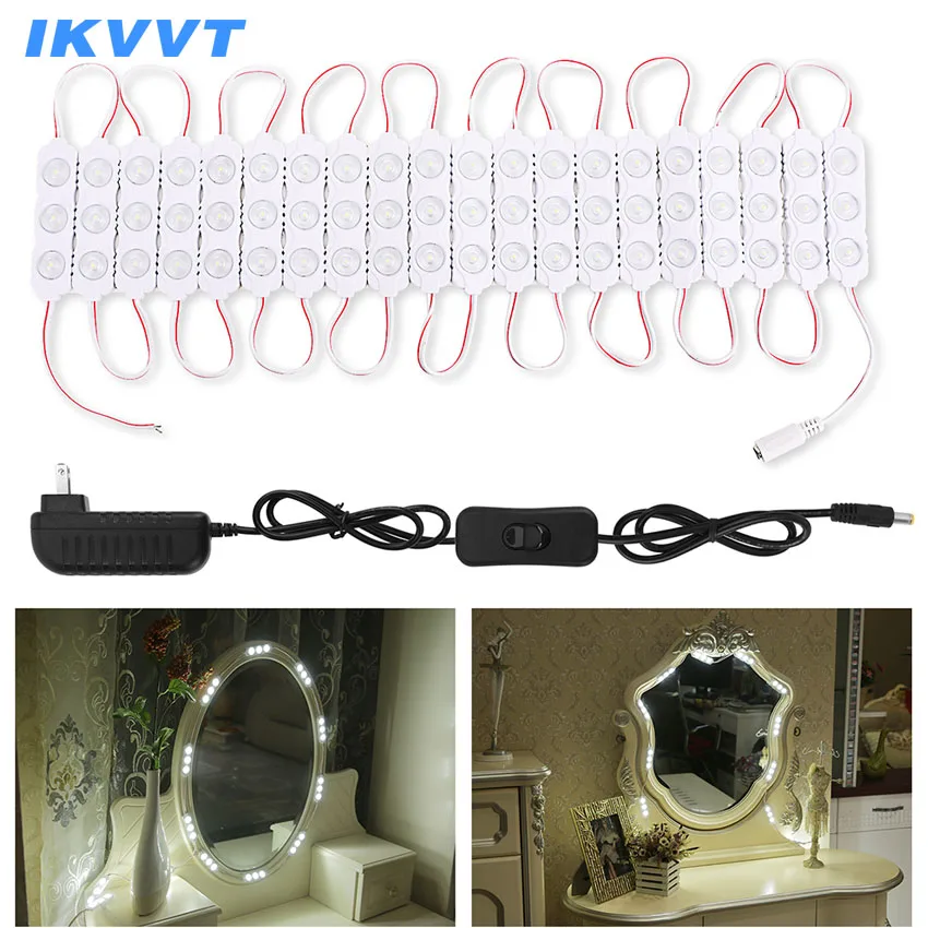 

IKVVT Vanity Mirror Light Hollywood Mirror Light Makeup Wardrobe Table Lamp Vanity Table with 12V Power Supply EU/US Plug Switch