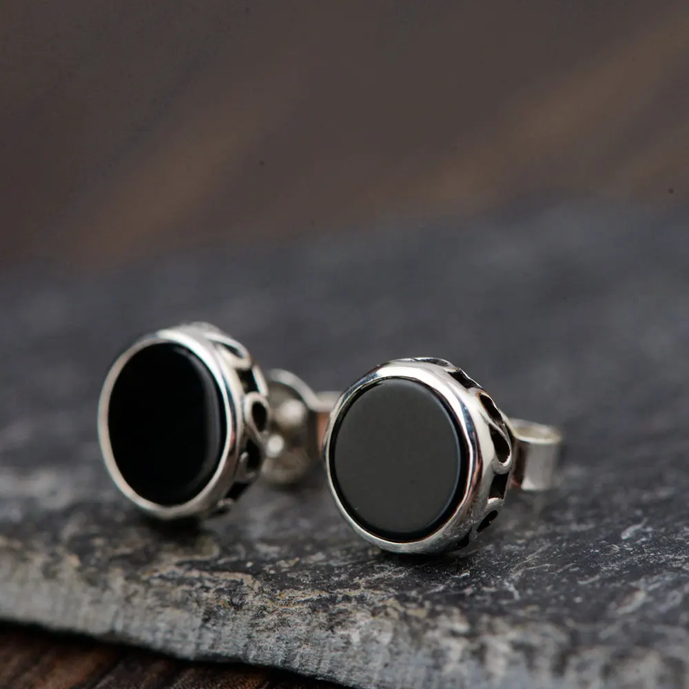 FNJ круглые черные серьги-гвоздики из серебра 925 пробы Букле д 'Орель для женщин, ювелирные изделия, оригинальные серьги из стерлингового серебра S925 пробы с камнем