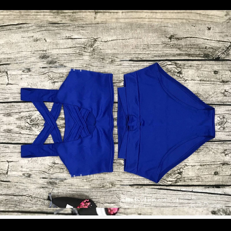 Conjunto de Bikini de cintura alta acolchado para mujer, traje de baño, traje de baño, ropa de playa