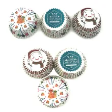 100 шт. Рождественская красочная бумажная коробка для торта, чашки, вкладыш подноса, для выпечки кексов, кухонные инструменты для печки бумажная формочка для выпечки, форма для выпечки, аксессуары для выпечки