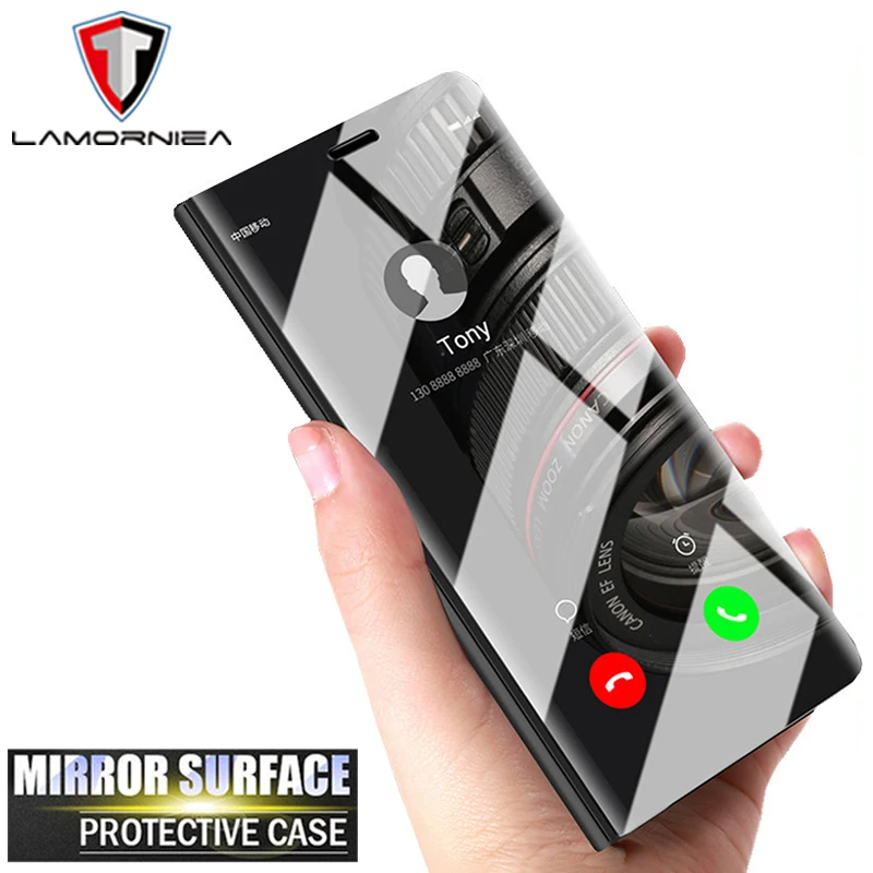 

Lamorniea Smart Mirror View Case For Oneplus 6T Flip PU Leather Stand Phone Cover For Oneplus 6 5 Case For One Plus 6 5 T 1+6 T