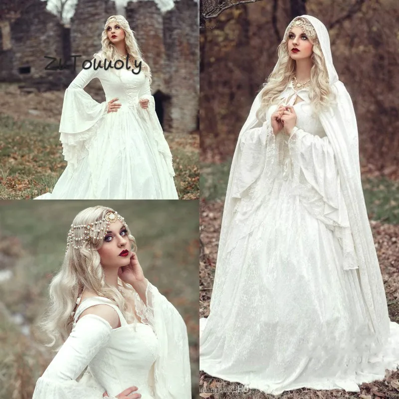 Migliore Promozione Vintage Ivory Victorian Medievale Gotico Abiti Da Sposa A Maniche Lunghe In Pizzo Costumi Fairy Tales Abiti Da Sposa Boho Paese Mariage February 2021