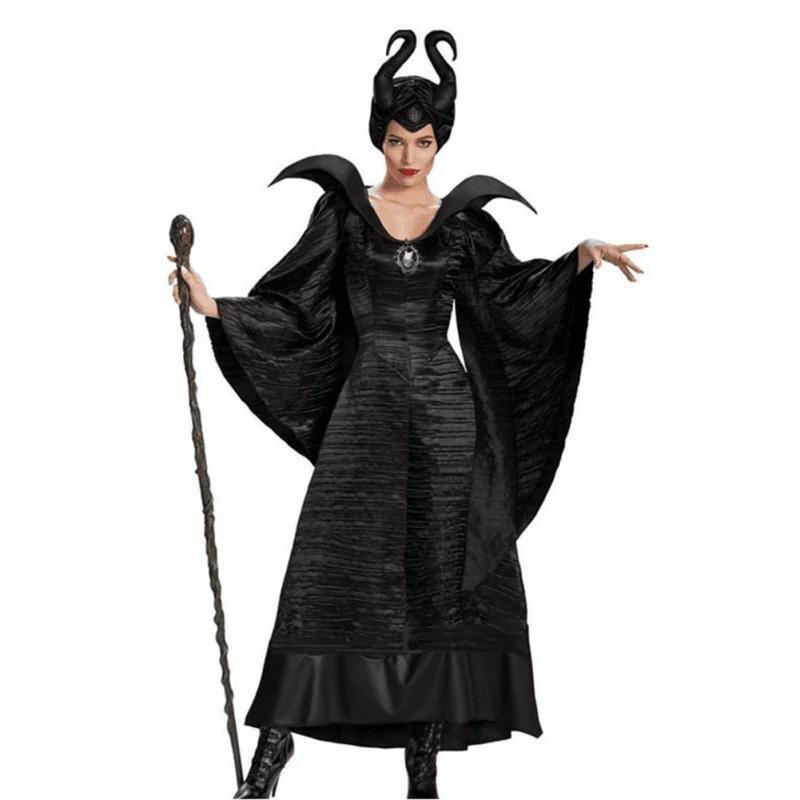 Achat Costume maléfique de film tenue de déguisement avec des cornes chapeaux femmes adultes Costumes de Cosplay Halloween robe maléfique de diable