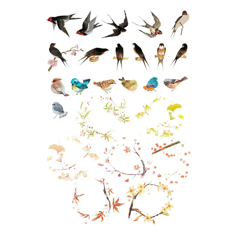 

2 pcs/lot Little Birds Flower Grass DIY Uncut Sketchbook Sticker Pack Bullet Journal Stickers Scrapbooking Cute School Supplies