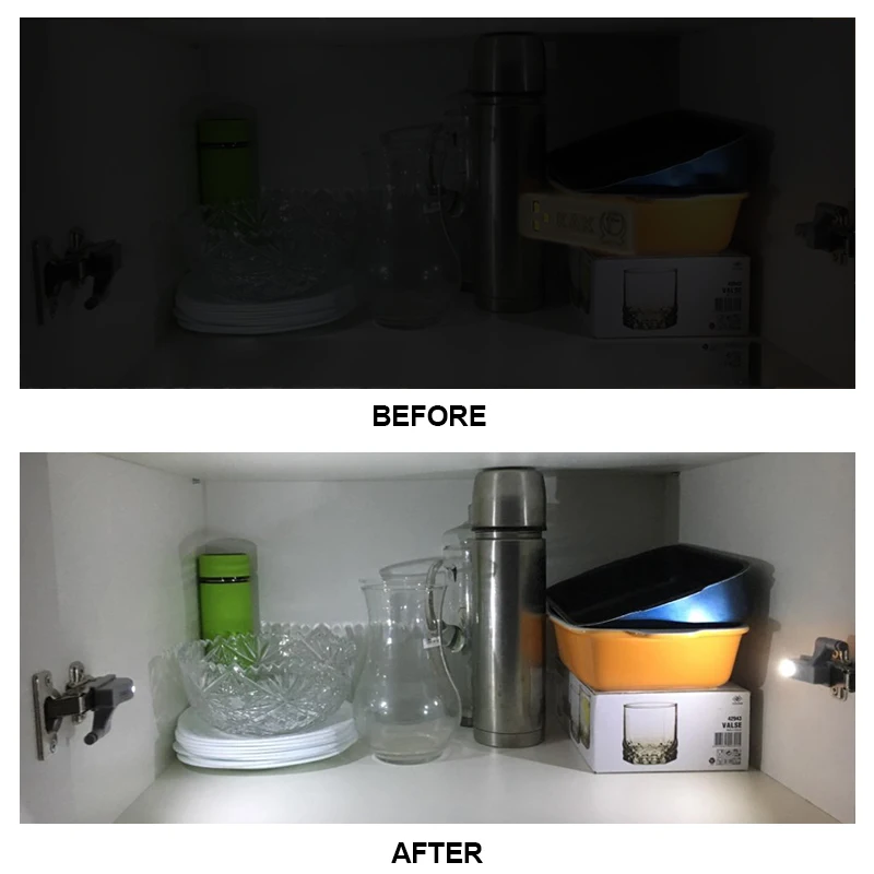 10PCS KAK LED Cabinet Hinge Light Universal Kitchen Bedroom Living Room Cupboard Wardrobe 0.25W Inner Sensor light Hardware cabinet hinge light