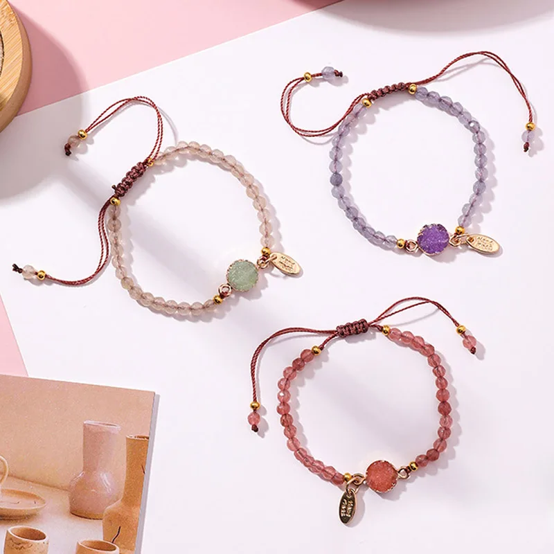 

2018 Korean Simple Sweet Cute Weaving Tassel Irregular Ore Adjustable Beaded Bracelet & Bangles for Women Girls Charm Jewelry