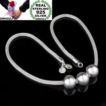 OMHXZJ Личность модные ботинки из органической кожи для девушек и женщин вечерние подарок серебряные круглые бусины, бусы из 925 пробы серебро Цепочки и ожерелья NC10