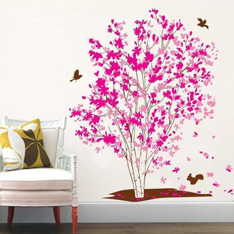 1/2 قطعة/المجموعة PVC الذاتي لاصق شجرة ملصقات جدار الشارات القابلة للإزالة غرفة نوم ديكور المنزل