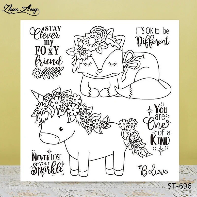 

Wildebeest and fox Transparent Silicone Stamp/Seal for DIY Scrapbooking/Photo Album Decorative Card Making Clear Stamps Supplies