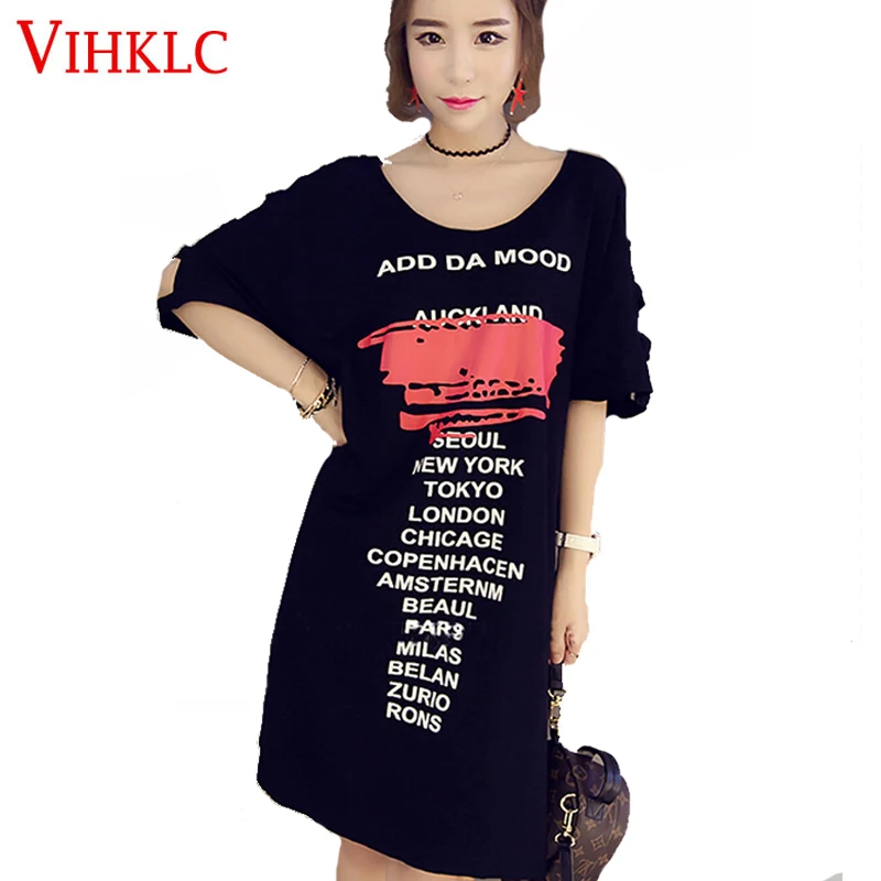 

T-Shirt Dress 2017 New Summer Women O-Neck Letter Dress Sexy Bodycon Party Dress Casual T-Shirt Dress Vestidos H106