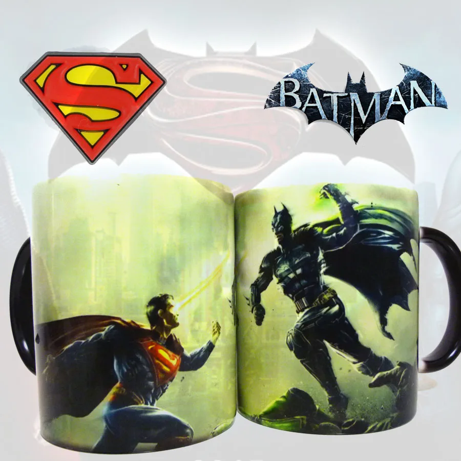 

free shipping- Batman vs Superman mug changing color coffee / milk cup sensitive Ceramic tea Mugs cup