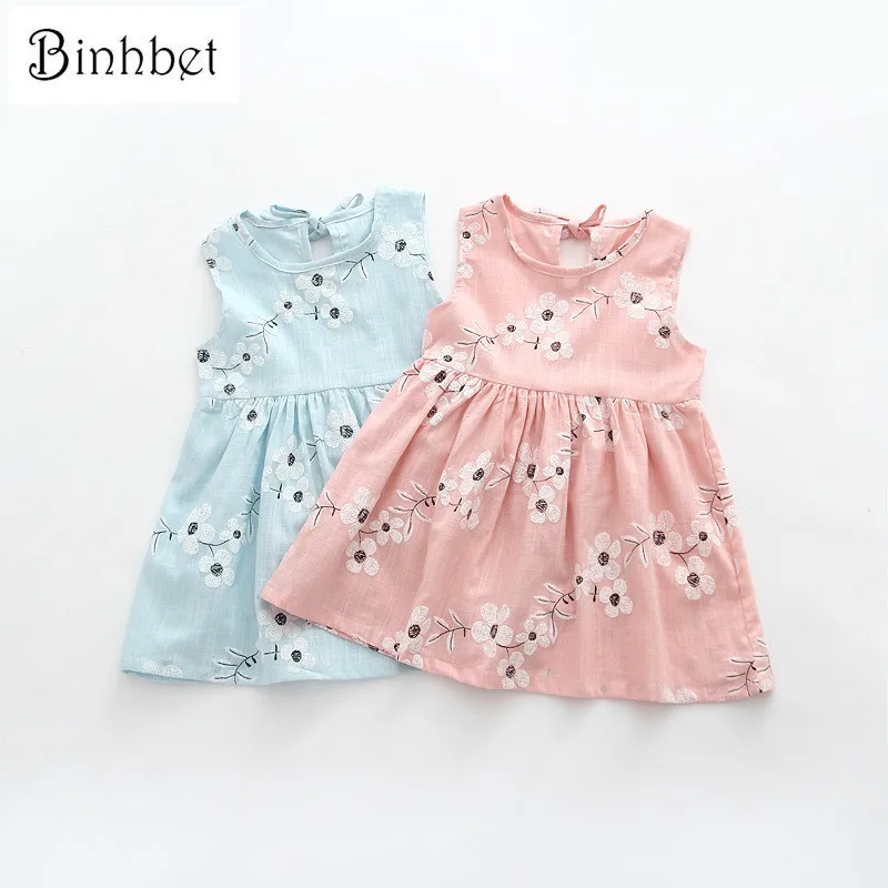 

Binhbet Baby Girl Dress 2018 New Brand Floral Girls Summer Dresses Princess Kids Dresses for Girls Clothing 2-7y 18 Colours